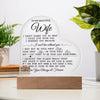 To My Beautiful Wife "I Can't Live Without You" Acrylic Heart Plaque, Wife Gift from Husband, Thoughtful Gift for Her, LED Heart Acrylic
