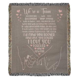 We're A Team - Heirloom Woven Blanket - Couples Gift - Husband & Wife Gift -Wedding Gift - Romantic Gift - Anniversary Gift - Valentines Gift - Birthday Gift