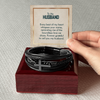 Mens Cross Leather Bracelet Gift For Husband On Birthday, Anniversary, Christmas present Keepsakes Message Card Jewelry For Him