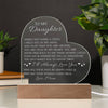 To My Daughter I'll Always Love You Acrylic Heart Plaque, Daughter Keepsake, Daughter Gift From Mom, Unique Sentimental Gift For Her
