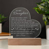 To My Daughter I'll Always Love You Acrylic Heart Plaque, Daughter Keepsake, Daughter Gift From Mom, Unique Sentimental Gift For Her