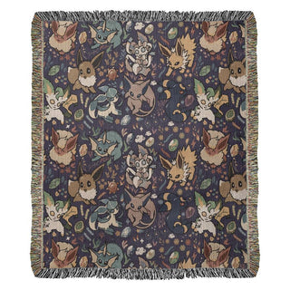 Eeveelution Hand Cozy Woven Blanket HG | Pokemon Tapestry Throw | Suitable As Snuggle Blanket Or Woven Wall Hanging