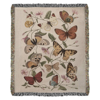 Butterfly Blanket HG Woven Throw Moth Fringed Blanket HG Sofa Blanket HG Travel Home Housewarming Gift Vintage Style Butterfly Artwork Tapestry
