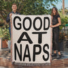 Good At Naps Blanket HG – Original Design – Black and White – Living Room Throws – Classic Home Decor – Dorm Room – Kids Bedroom