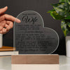 To My Beautiful Wife "I Can't Live Without You" Acrylic Heart Plaque, Wife Gift from Husband, Thoughtful Gift for Her, LED Heart Acrylic