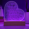 To My Beautiful Wife "I Can't Live Without You" Acrylic Heart Plaque, Wife Gift from Husband, Thoughtful Gift for Her, LED Heart Acrylic
