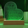 To My Beautiful Wife "I Can't Live Without You" Acrylic Heart Plaque, Wife Gift from Husband, Thoughtful Gift for Her, LED Heart Acrylic