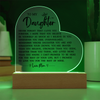 To My Daughter Never Forget That I Love You Acrylic Heart Plaque, Best Daughter Birthday Gift, Meaningful Gift for Daughter, Love plaque