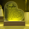 To My Daughter Never Forget That I Love You Acrylic Heart Plaque, Best Daughter Birthday Gift, Meaningful Gift for Daughter, Love plaque