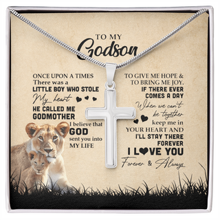 To My Godson Lion Necklace From Godmother I'll Stay There Forever Godson Birthday Graduation Christmas Customized Gift Box Message Card