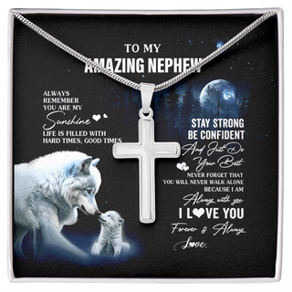 To My Nephew Necklace From Aunt Uncle Moon Wolf Nephew Birthday Gifts Graduation Christmas Customized Gift Box Message Card