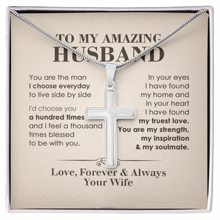 The Man I Choose Everyday, Personalized Cross Necklace, Gifts For Him