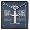 To My Step Dad Cross Necklace From Stepdaughter Thank You For Stepping Up Stepfahter Fathers Day Christmas Customized Gift Box Message Card