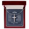 To My Step Dad Cross Necklace From Stepdaughter Thank You For Stepping Up Stepfahter Fathers Day Christmas Customized Gift Box Message Card