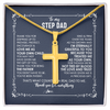 To My Step Dad Cross Necklace From Stepdaughter Thank You For Stepping Up Stepfahter Fathers Day Christmas Customized Gift Box Message Card
