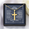To My Step Dad Cross Necklace From Stepdaughter Thank You For Stepping Up Stepfahter Fathers Day Christmas Customized Gift Box Message Card