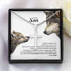 Gift for Son, Son Cross Necklace, Necklace for Boy, Gift Set for Son, To My Son Necklace, Gift for Son from Mom, Wolf Son