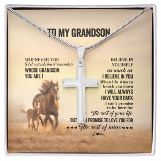 To My Grandson Necklace From Grandma Papa Whenever You Feel Horse Grandson Birthday Gifts Graduation Christmas Customized Gift Box Message Card