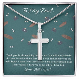 Gift to Dad, Cross Necklace for Dad, My Dreams, Faithful Cross Necklace, Gift Necklace with Message Card, Your little girl