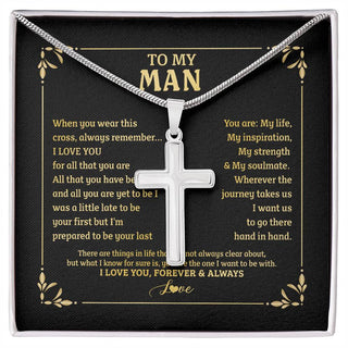 To My Man Necklace When You Wear This Cross Boyfriend Husband For Him Groom Birthday Anniversary Day Christmas Customized Gift Box Message Card