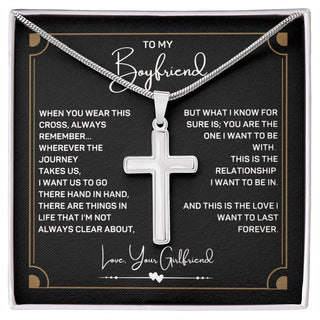 Boyfriend Men Necklace, Valentine Day Gift Idea, Gift for Boyfriend Silver Necklace From Girlfriend, The Love I Want Cross