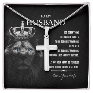 God Creates The Toughest Warriors, Personalized Cross Necklace, Gifts For Him