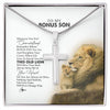 To My Bonus Son Necklace from Stepdad Whenever You Fell Overwhelmed Lion Stepson Birthday Christmas Customized Gift Box Message Card