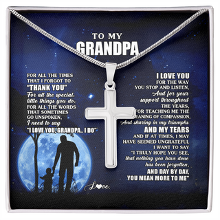 To My Grandpa Necklace From Granddaughter Grandson Thank You Grateful Love Birthday Fathers Day Christmas Customized Gift Box Message Card