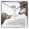Gift for Son, Son Cross Necklace, Necklace for Boy, Gift Set for Son, To My Son Necklace, Gift for Son from Mom, Wolf Son