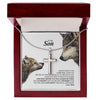Gift for Son, Son Cross Necklace, Necklace for Boy, Gift Set for Son, To My Son Necklace, Gift for Son from Mom, Wolf Son