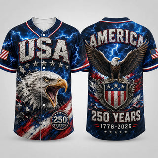 TT Menâs 2026 USA 250 Baseball Jersey  Bald Eagle  America 250 Years LN