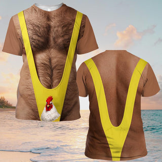 Funny Costume T-Shirt for Men Women, hg  3D Printing Hairy Chest Graphic Tee, HG Novelty Gag Gift Shirt for Men, Party Outfit