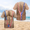 3D Hairy Body Swimsuit HG T-Shirt for Men, Funny Patriotic Mankini Tee,  USA Flag Costume Shirt, 4th of July Gag Gift for Men