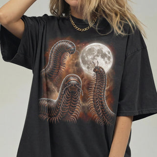 Three Millipede Moon Shirt, Entomology Gift, Vintage 90s Bug Meme DIEU