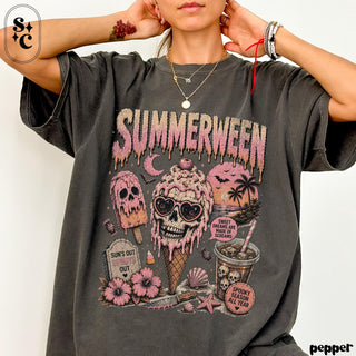 Summerween Shirt, Pastel Goth Halloween Tee, Spooky Summer Graphic Tee NNA