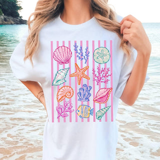 Summer Seashells Shirt, Ocean Lover Graphic Tee, Coastal Beach Shell Tee Tshirt, Summer Vacation, Sea Life Cowgirl T-shirt DIEU