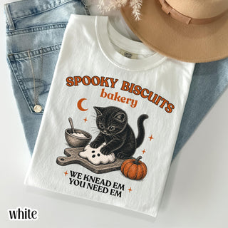 Kitty Biscuits Shirt Spooky Season Tee Black Cat Halloween Fall TShirt Vintage Baking Pumpkin T-Shirt Cat Lover Fall Gift NNA
