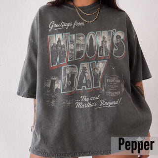 Vintage Greetings From Widow's Bay Shirt, Retro Spooky Travel Postcard T-Shirt, Gothic Graphic Tee, Dark Academia Autumn Apparel NNA