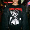 Creepy Cat Obsession T-Shirt, Grunge Horror Comfort Colors Tee NNA
