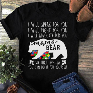 Autism Mama Bear T-Shirt HG : Advocate Tee  Autism Mom Gift