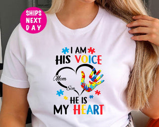 Custom Autism Mom and Son Shirt HG : Puzzle Piece Awareness Gift