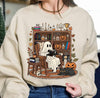 Cozy Ghost Reading T-Shirt: Halloween Library Bookshelf Tee NNA