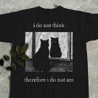 I do not think therefore i do not am  Funny Cat shirt  Grunge tshirt  Vintage Shirt  80s  90s  Retro  Witchy shirt  Goth  Emo  Punk shirt NNA