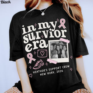In My Fighter Era Custom Photo Breast Cancer Comfort Colors Team Shirt HGPersonalized Family Run Walk Group Picture Shirt HGBreastcancer Tee