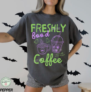 Halloween Coffee Shirt  Freshly Booâd Coffee Tee  Spooky Season Shirt  Cute Ghost Shirt  Skeleton Halloween Coffee Lover Gift  Pumpkin Spice NNA
