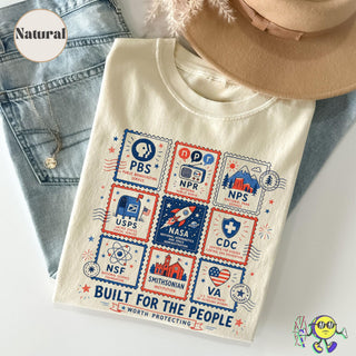 TT Vintage Stamps Protect Democratic Institutions PBS NPR Liberal Fourth of July shirt  National Parks USPS Anti Fascism  Leftist Protest NNA