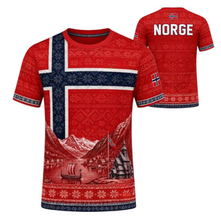 Norway HFN Shirt Norwegian Flag Tee Viking Fjord Nordic Soccer Jersey Gift for Men