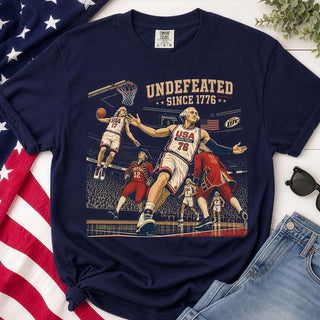 TT Comfort ColorsÂ® 4th of July Tee  Undefeated America Shirt  Funny Founding Fathers T-Shirt  USA Meme  Fourth of July Gift  Independence Day NNA