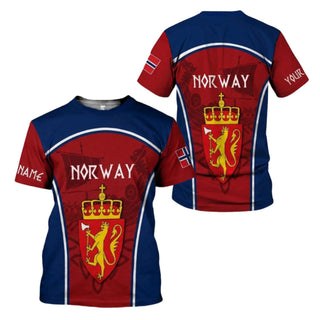 Norway 3D HFN T-Shirt Custom Name Viking Patriotic Shirt