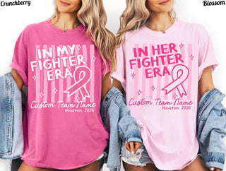 In My Fighter Era Breast Cancer Custom Comfort ColorsÂ® Team Shirt Family Run Walk Matching Group Shirts Pink Breastcancer Support Tshirts HG